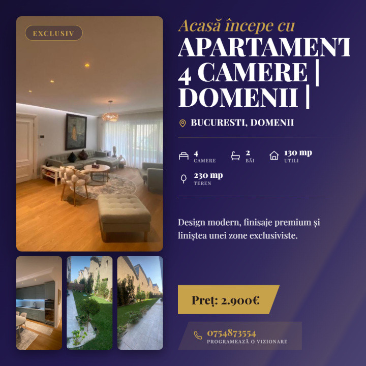 Apartament 4 camere | Domenii | Private Spa | 230 mp gradina