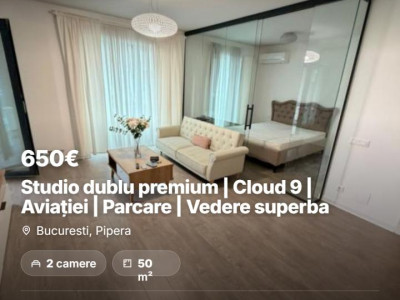 Studio dublu premium | Cloud 9 | Aviației | Parcare | Vedere superba