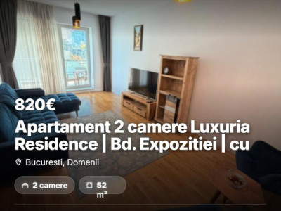 Apartament 2 camere Luxuria Residence | Bd. Expozitiei | cu parcare