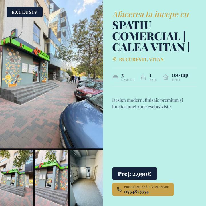 Spatiu comercial | Calea Vitan | langa piata | trafic | fost magazin alimentar
