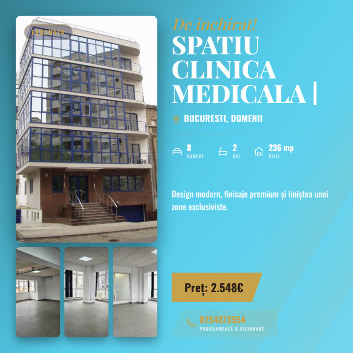 Spatiu clinica medicala | autorizat | 5 cabinete | receptie | garaj