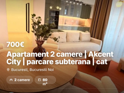 Apartament 2 camere | Akcent City | parcare subterana | cat friendly